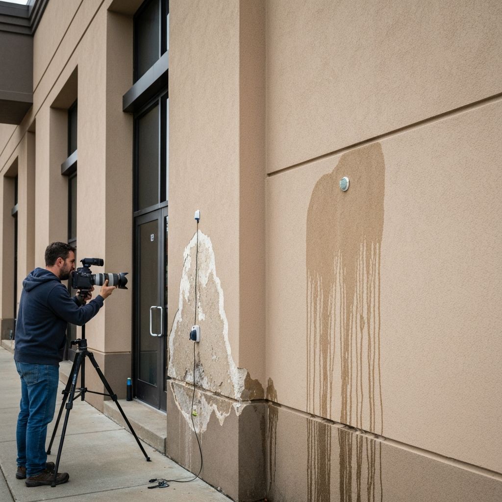 Forensic water intrusion evaluation at commercial facility
